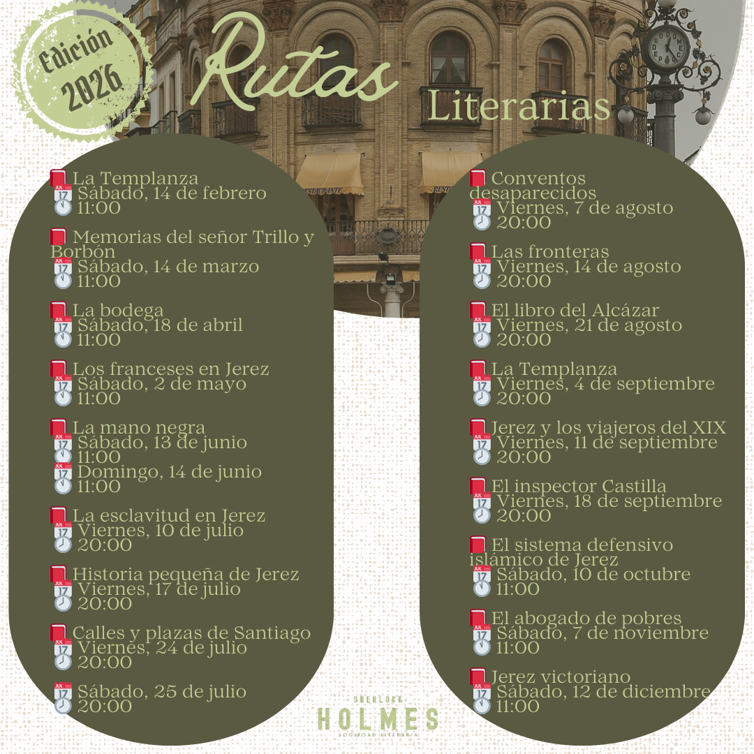 Calendario anual de rutas literarias de la Sociedad Literaria Sherlock Holmes (2026)