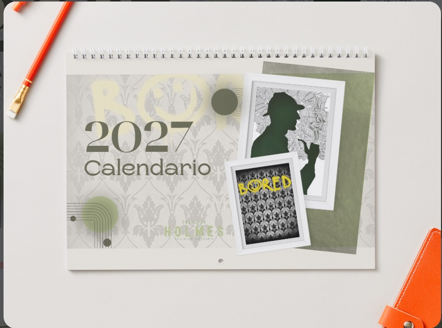 Claro. Pensando además en el SEO de la web:
Texto ALT: Calendario Sherlock Holmes 2027 de La Strand ilustrado por doce artistas